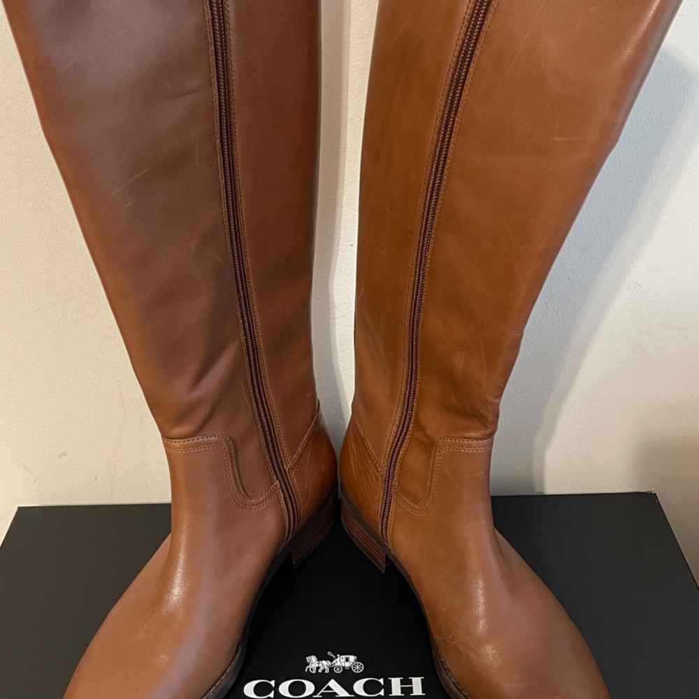 COACH Dark Saddle Leather Boots
